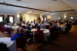 Brian Redman talks at the NER event at the Boston German Club